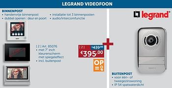 Aanbiedingen Legrand videofoon met 7 inch kleurenscherm - Legrand - Geldig van 21/09/2021 tot 19/10/2021 bij Zelfbouwmarkt