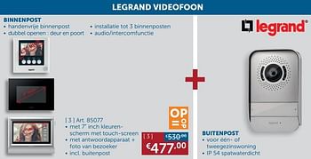 Aanbiedingen Legrand videofoon met 7 inch kleurenscherm - Inch - Geldig van 21/09/2021 tot 19/10/2021 bij Zelfbouwmarkt