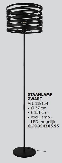 Aanbiedingen Staanlamp zwart - Geldig van 21/09/2021 tot 19/10/2021 bij Zelfbouwmarkt