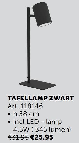 Aanbiedingen Tafellamp zwart - Geldig van 21/09/2021 tot 19/10/2021 bij Zelfbouwmarkt