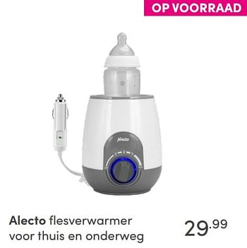 Aanbiedingen Alecto flesverwarmer voor thuis en onderweg - Alecto - Geldig van 19/09/2021 tot 25/09/2021 bij Baby & Tiener Megastore