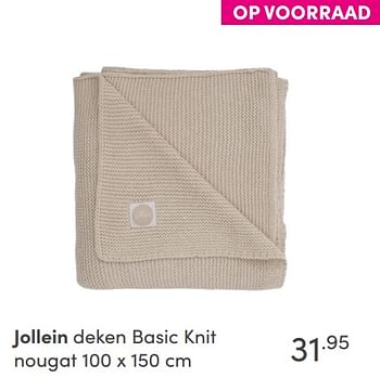 Aanbiedingen Jollein deken basic knit nougat - Jollein - Geldig van 19/09/2021 tot 25/09/2021 bij Baby & Tiener Megastore
