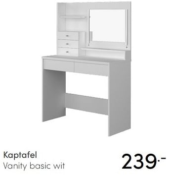 Aanbiedingen Kaptafel vanity basic wit - Huismerk - Baby &amp; Tiener Megastore - Geldig van 19/09/2021 tot 25/09/2021 bij Baby & Tiener Megastore