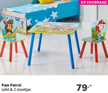 Aanbiedingen Paw patrol tafel + 2 stoeltjes - PAW  PATROL - Geldig van 19/09/2021 tot 25/09/2021 bij Baby & Tiener Megastore