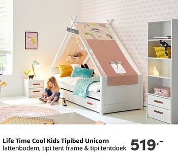 Aanbiedingen Life time cool kids tipibed unicorn - Lifetime - Geldig van 19/09/2021 tot 25/09/2021 bij Baby & Tiener Megastore