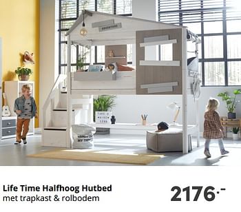 Aanbiedingen Life time halfhoog hutbed - Lifetime - Geldig van 19/09/2021 tot 25/09/2021 bij Baby & Tiener Megastore