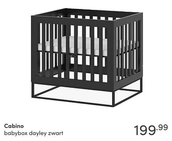 Aanbiedingen Cabino babybox dayley zwart - Cabino - Geldig van 19/09/2021 tot 25/09/2021 bij Baby & Tiener Megastore