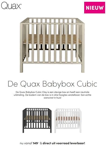 Aanbiedingen Quax babybox cubic - Quax - Geldig van 19/09/2021 tot 25/09/2021 bij Baby & Tiener Megastore