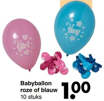Aanbiedingen Babyballon roze of blauw - Huismerk - Wibra - Geldig van 20/09/2021 tot 02/10/2021 bij Wibra