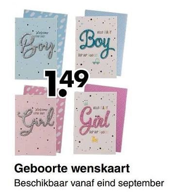 Aanbiedingen Geboorte wenskaart - Huismerk - Wibra - Geldig van 20/09/2021 tot 02/10/2021 bij Wibra