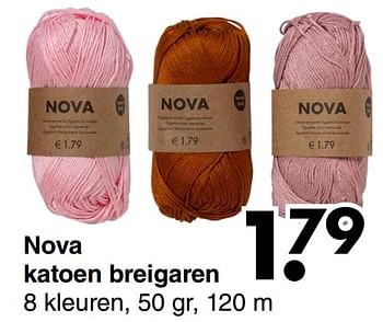 Aanbiedingen Nova katoen breigaren - Nova - Geldig van 20/09/2021 tot 02/10/2021 bij Wibra