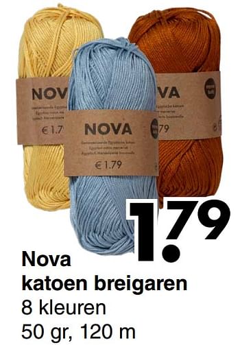 Aanbiedingen Nova katoen breigaren - Nova - Geldig van 20/09/2021 tot 02/10/2021 bij Wibra