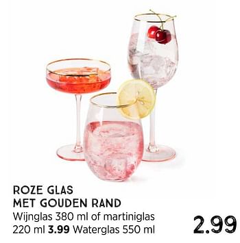 Aanbiedingen Roze glas met gouden rand waterglas - Huismerk - Xenos - Geldig van 20/09/2021 tot 03/10/2021 bij Xenos