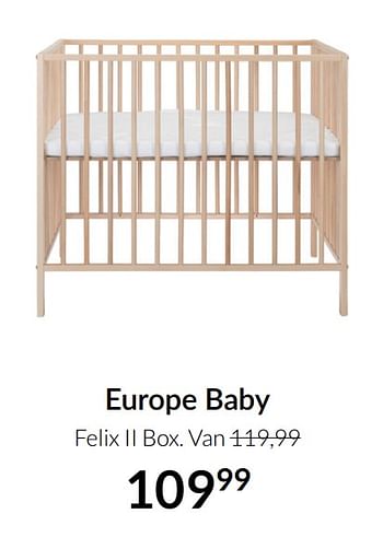 Aanbiedingen Europe baby felix ii box - Europe baby - Geldig van 21/09/2021 tot 18/10/2021 bij Babypark