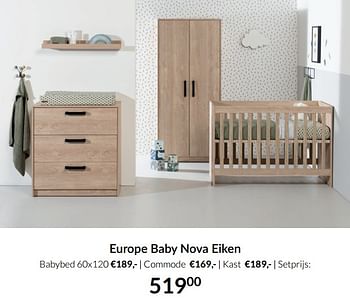 Aanbiedingen Europe baby nova eiken - Europe baby - Geldig van 21/09/2021 tot 18/10/2021 bij Babypark