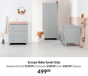 Aanbiedingen Europe baby sarah grijs - Europe baby - Geldig van 21/09/2021 tot 18/10/2021 bij Babypark