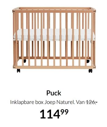 Aanbiedingen Puck inklapbare box joep naturel - Puck - Geldig van 21/09/2021 tot 18/10/2021 bij Babypark