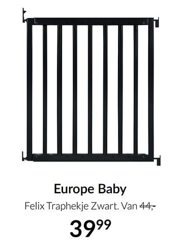 Aanbiedingen Europe baby felix traphekje zwart - Europe baby - Geldig van 21/09/2021 tot 18/10/2021 bij Babypark