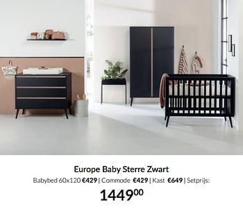 Aanbiedingen Europe baby sterre zwart - Europe baby - Geldig van 21/09/2021 tot 18/10/2021 bij Babypark