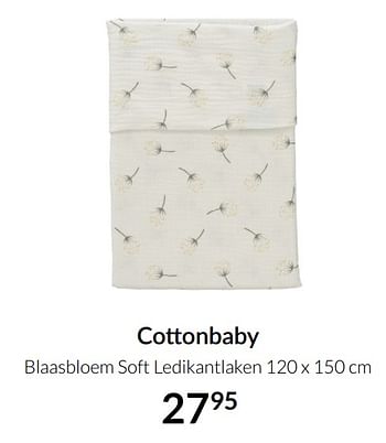 Aanbiedingen Cottonbaby blaasbloem soft ledikantlaken - Cottonbaby  - Geldig van 21/09/2021 tot 18/10/2021 bij Babypark