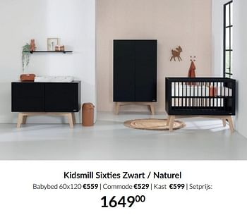 Aanbiedingen Kidsmill sixties zwart - naturel - Kidsmill - Geldig van 21/09/2021 tot 18/10/2021 bij Babypark