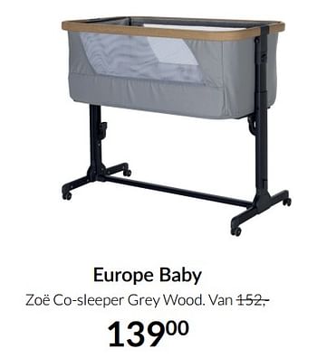 Aanbiedingen Europe baby zoë co-sleeper grey wood - Europe baby - Geldig van 21/09/2021 tot 18/10/2021 bij Babypark