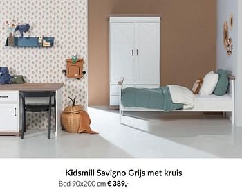Aanbiedingen Kidsmill savigno grijs met kruis bed - Kidsmill - Geldig van 21/09/2021 tot 18/10/2021 bij Babypark