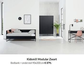 Aanbiedingen Kidsmill modular zwart bedbank + onderstel - Kidsmill - Geldig van 21/09/2021 tot 18/10/2021 bij Babypark
