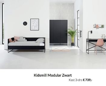 Aanbiedingen Kidsmill modular zwart kast 3-drs - Kidsmill - Geldig van 21/09/2021 tot 18/10/2021 bij Babypark