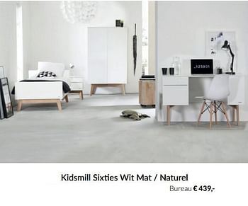 Aanbiedingen Kidsmill sixties wit mat - naturel bureau - Kidsmill - Geldig van 21/09/2021 tot 18/10/2021 bij Babypark