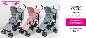 Aanbiedingen Cabino 5 posities buggy - Cabino - Geldig van 26/09/2021 tot 02/10/2021 bij Baby & Tiener Megastore