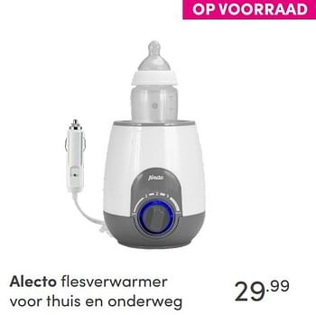 Aanbiedingen Alecto flesverwarmer voor thuis en onderweg - Alecto - Geldig van 26/09/2021 tot 02/10/2021 bij Baby & Tiener Megastore