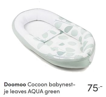 Aanbiedingen Doomoo cocoon babynestje leaves aqua green - Doomoo - Geldig van 26/09/2021 tot 02/10/2021 bij Baby & Tiener Megastore
