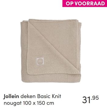 Aanbiedingen Jollein deken basic knit nougat - Jollein - Geldig van 26/09/2021 tot 02/10/2021 bij Baby & Tiener Megastore