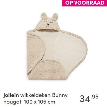 Aanbiedingen Jollein wikkeldeken bunny nougat - Jollein - Geldig van 26/09/2021 tot 02/10/2021 bij Baby & Tiener Megastore
