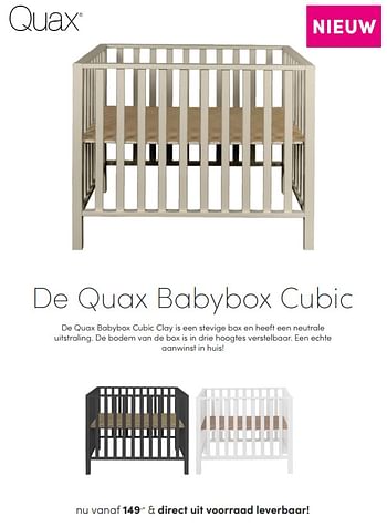 Aanbiedingen De quax babybox cubic - Quax - Geldig van 26/09/2021 tot 02/10/2021 bij Baby & Tiener Megastore