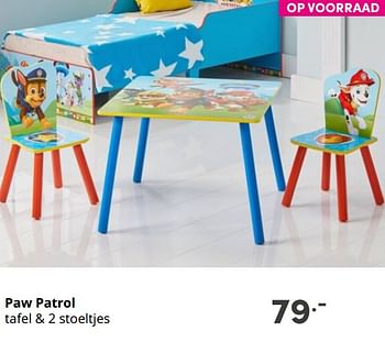 Aanbiedingen Paw patrol tafel + 2 stoeltjes - PAW  PATROL - Geldig van 26/09/2021 tot 02/10/2021 bij Baby & Tiener Megastore
