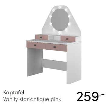 Aanbiedingen Kaptafel vanity star antique pink - Huismerk - Baby &amp; Tiener Megastore - Geldig van 26/09/2021 tot 02/10/2021 bij Baby & Tiener Megastore