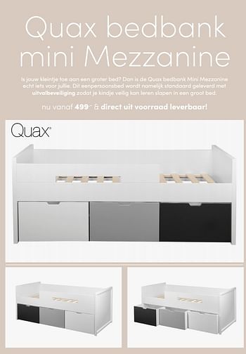 Aanbiedingen Quax bedbank mini mezzanine - Quax - Geldig van 26/09/2021 tot 02/10/2021 bij Baby & Tiener Megastore