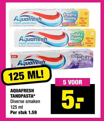 Aanbiedingen Aquafresh tandpasta - Aquafresh - Geldig van 27/09/2021 tot 10/10/2021 bij Big Bazar
