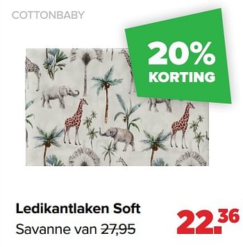 Aanbiedingen Cottonbaby ledikantlaken soft savanne - Cottonbaby  - Geldig van 27/09/2021 tot 23/10/2021 bij Baby-Dump