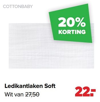 Aanbiedingen Cottonbaby ledikantlaken soft wit - Cottonbaby  - Geldig van 27/09/2021 tot 23/10/2021 bij Baby-Dump
