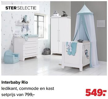 Aanbiedingen Interbaby rio ledikant, commode en kast - Interbaby - Geldig van 27/09/2021 tot 23/10/2021 bij Baby-Dump