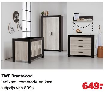 Aanbiedingen Twf brentwood ledikant, commode en kast - TWF - Geldig van 27/09/2021 tot 23/10/2021 bij Baby-Dump