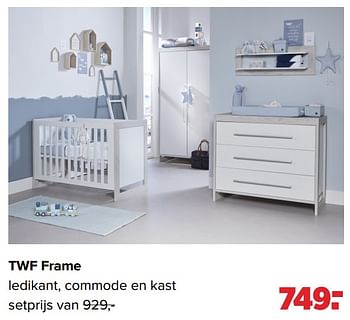 Aanbiedingen Twf frame ledikant, commode en kast - TWF - Geldig van 27/09/2021 tot 23/10/2021 bij Baby-Dump