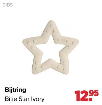 Aanbiedingen Bibs bijtring bitie star ivory - Bibs - Geldig van 27/09/2021 tot 23/10/2021 bij Baby-Dump