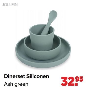 Aanbiedingen Jollein dinerset siliconen ash green - Jollein - Geldig van 27/09/2021 tot 23/10/2021 bij Baby-Dump