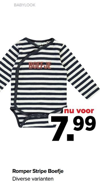 Aanbiedingen Babylook romper stripe boefje - Baby look - Geldig van 27/09/2021 tot 23/10/2021 bij Baby-Dump