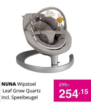 Aanbiedingen Nuna wipstoel leaf grow quartz incl speelbeugel - Nuna - Geldig van 03/10/2021 tot 10/10/2021 bij Baby & Tiener Megastore