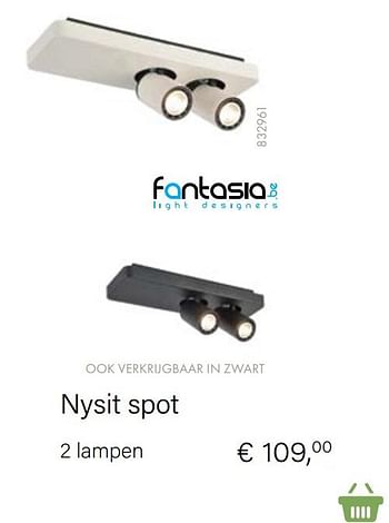 Aanbiedingen Nysit spot 2 lampen - Fantasia - Geldig van 04/10/2021 tot 16/11/2021 bij Multi Bazar